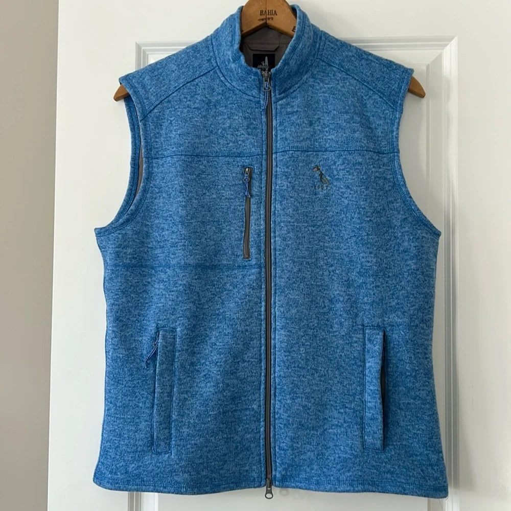Johnnie-O Denalis Double-Zip Fleece Vest in Tide Blue w 3 Pockets Sz Medium